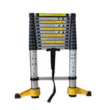 11.5 FT aluminum telescopic ladder, equipped with 360 &deg rotatable stabilizer bar and metal tool W2717P257438