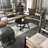 Round Coffee Table Wood Grain and Black Metal W2221P190907