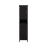 ZUN Double Door Narrow Height Slim Floor Standing Cabinet with 2 Adjustable Shelves-Black W282P171953