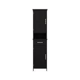 ZUN Double Door Narrow Height Slim Floor Standing Cabinet with 2 Adjustable Shelves-Black W282P171953