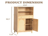 Natural wood color, particleboard with melamine veneer and rattan finish, 60*30*120cm, 1 drawer, 2 14521833