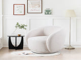 Swivel Accent Chair, Boucle Fabric Upholstered Barrel Chair, Single Sofa Single Armchair for Living W2664P407030