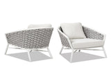 Rowan 30.5 Rope Barrel Back Patio Accent Arm Chair, Set of 2, Optic White Acrylic B2719P245980