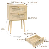 15"W Rattan 2-Drawer Nightstand T3771P351733