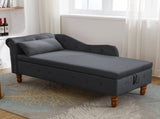 Black Chaise Lounge Indoor,Velvet Lounge Chair for Bedroom with Storage & Pillow,Modern Upholstered W1170100898
