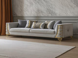 Contessa Modern Fabric Sofa with Gold Metal Arm Accents in Gray B009P466434