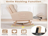 Nursery Rocking Chair with Retractable Footrest, Teddy Fleece Upholstery, 2 Side Storage Pockets, 87972180