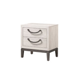 ZUN 1pc Unique Design Contemporary Sleek Beige White Finish Nightstand 2- Drawers Storage Bedroom Wooden B011P266093