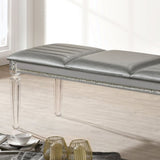 Antique Classic Silver 1pc Bench Only Contemporary Solid wood Acrylic Legs Crystal And Mirror Accent B011P165670