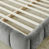 King size Upholstered Bed Frame Thick Fabric, Chenille Fabric Grounded Queen Size Platform Bed W487P246688