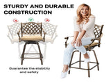 Outdoor Swivel Bar Stools Set of 2, Cast Aluminum Patio Bar Height, All-Weather Bar Dining 06373311
