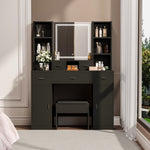 ZUN The Black dressing table with LED mirror is equipped with a hair dryer rack, and the dressing tables W1320P186715