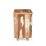 End Table Recycled Wood Nightstand, Side Table with 3 Drawers, Vintage Natural Bedside Table for N779P221145N