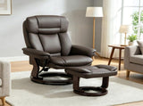 PU Leather Swivel Recliner, Reclining Chair with Footrest, Dark Brown 49357863