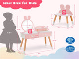 2-in-1 Kids Vanity Table Set with Detachable Mirror, Pink Dressing Table with Storage Shelf & 61595807
