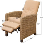 ZUN Indoor & Outdoor Recliner, All-Weather Wicker Reclining Patio Chair, Khaki Cushion W1859113287