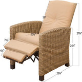 ZUN Indoor & Outdoor Recliner, All-Weather Wicker Reclining Patio Chair, Khaki Cushion W1859113287