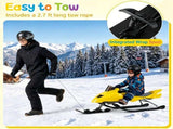 2-in-1 Kids Snow Racer Sled with Tow Rope, 30&deg Steering & Dual Foot Brakes Downhill Ski Sled, 25933273
