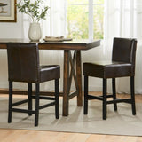 Set of 2 26" Portman Bonded Leather Counter Height Barstool, Brown WF530923BRN