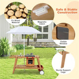 ZUN Play House Toy,Wooden Play Cart,Game Car with Sun Proof Umbrella 00867903