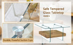 ZUN 31.4 Inch Modern Two-Tier Square Coffee Table -An Elegant Combination of Clear Glass and Light Wood W1151P232654