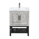 24" Bathroom Vanity White Ceramic Sink & Hot and Cold Faucet , Freestanding Bathroom Cabinet W688P224402