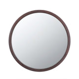 ZUN 20" x 20" Circle Wall Mirror with Wooden Frame and Walnut Finish,Wall Mirror for Living Dining W2078124339