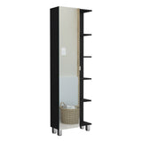 Urano Mirror Linen Cabinet, Four Interior Shelves, Five External Shelves -Black B20091992