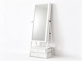 White MDF, painted finish, 1 door 2 fabric drawers 1 shelf, jewelry mirror cabinet 77137697