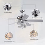 ZUN 52 Inch Crystal Chandelier Fan Dual Finish Reversible Blades, Fandelier,Ceiling Fan With Remote W1592P182912