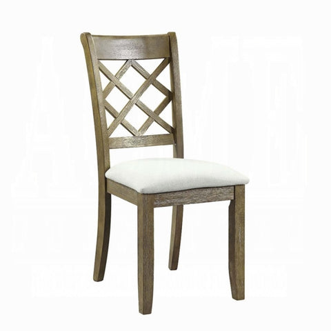 ZUN Beige and Rustic Oak Lattice Back Side Chairs B062P182771