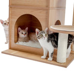 ZUN Modern Cat Tree Wooden Multi-Level Cat Tower Deeper Version Of Cat Sky Castle With 2 Cozy Condos, 90724673