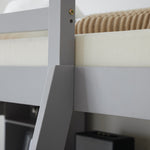 ZUN Loft bed with shelf with desk inclined ladder gray twin wooden bed pine particle board 64810433