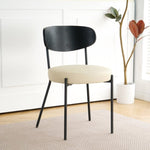 ZUN Modern kitchen dining chair Bentwood covered ash veneer Chair back, cream PU dining chair,metal 83500937
