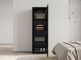 Kotlik 1 Door Wardrobe 67" H with Vertical Storage and Four Shelves, Dark Walnut B097P480458