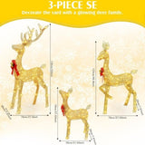 5ft 3-Piece Lighted Christmas Deer Family Set, Large Outdoor Yard Reindeer Holiday 86789814