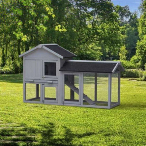 ZUN Rabbit Hutch Outdoor Bunny Cage Indoor,Extensible Chicken Coop with Large Run Space - No Leak W219106473