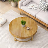 Modern round coffee table Wooden carving pattern coffee table with metal legs for living room W757P186929