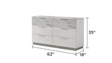 Mist Dresser Two-Tone High-Gloss Marble & Lacquer Finish with Six Spacious Drawers, Velvet-Lined G150108674