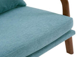High Back Solid Wood Armrest Backrest Iron Frame Linen Indoor Leisure Chair Teal 72413799