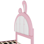 ZUN Twin Size Upholstered Platform Bed with Rabbit Shaped Headboard, Pink WF323763AAH