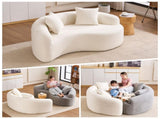 LY-042 S-Curved Chenille Sectional Sofa Dual-Depth , White, No Assembly, Compact for W2231P329713
