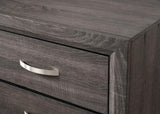 Contemporary 2-Drawer Nightstand End Table Gray Brown Finish Two Storage Drawers Metal Handles B011P159823