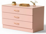 3-Drawer Chest with Faux Rose Gold Handles Drawer Dresser 25.98*12.99*22.05in Pink 22792346