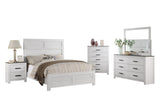 White Color 1pc Queen Size Bed High Headboard MDF Particle Board Bedroom Furniture Bedframe Unique B011137846