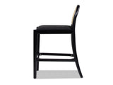 Panama 30.5" Curved Back Cane Rattan Bar Stool, Set of 2, Ebony Black Boucle B2719P238386