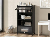 5-Tier Rolling Microwave Stand Flip Dust-Proof Doors 4 Casters with Brakes Kitchen Storage Rack 85133161