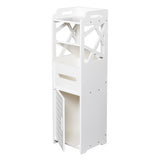 ZUN 3-tier Bathroom Storage Cabinet with 2 Doors 23*23*80CM White 01601486