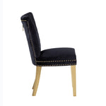 ZUN Eva 2 Piece Gold Legs Dining Chairs Finished with Velvet Fabric in Black B00960896