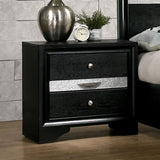 Contemporary 1pc Nightstand Black Finish Silver Accents Hidden Jewelry Drawer Nickel Round Knob B011P145826